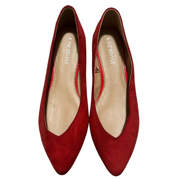 Lane Bryant Red Pointed Toe Ballet Flats Womens Size 9 Wide - Picture 3 of 5